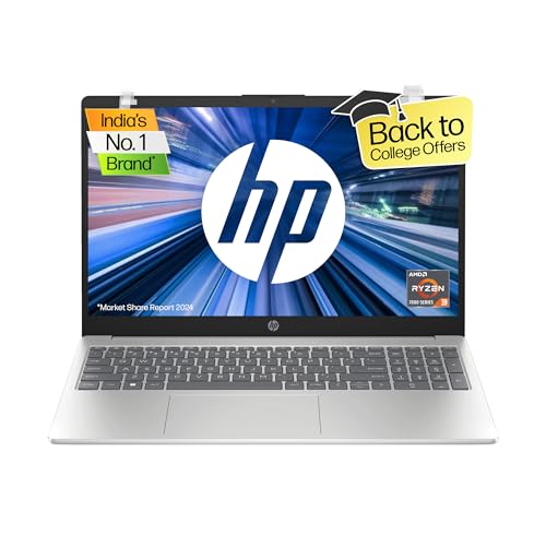 HP Laptop 15, AMD Ryzen 3 7320U, 15.6-inch (39.6 cm), FHD, 8GB LPDDR5, 512GB SSD, AMD Radeon graphics, FHD camera w/privacy shutter, Backlit KB (Win 11, MSO 2021, Silver, 1.59 kg), fc0026AU